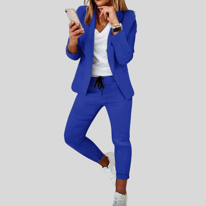 Mary | Ensemble deux pièces avec blazer ajusté à carreaux et pantalon assorti