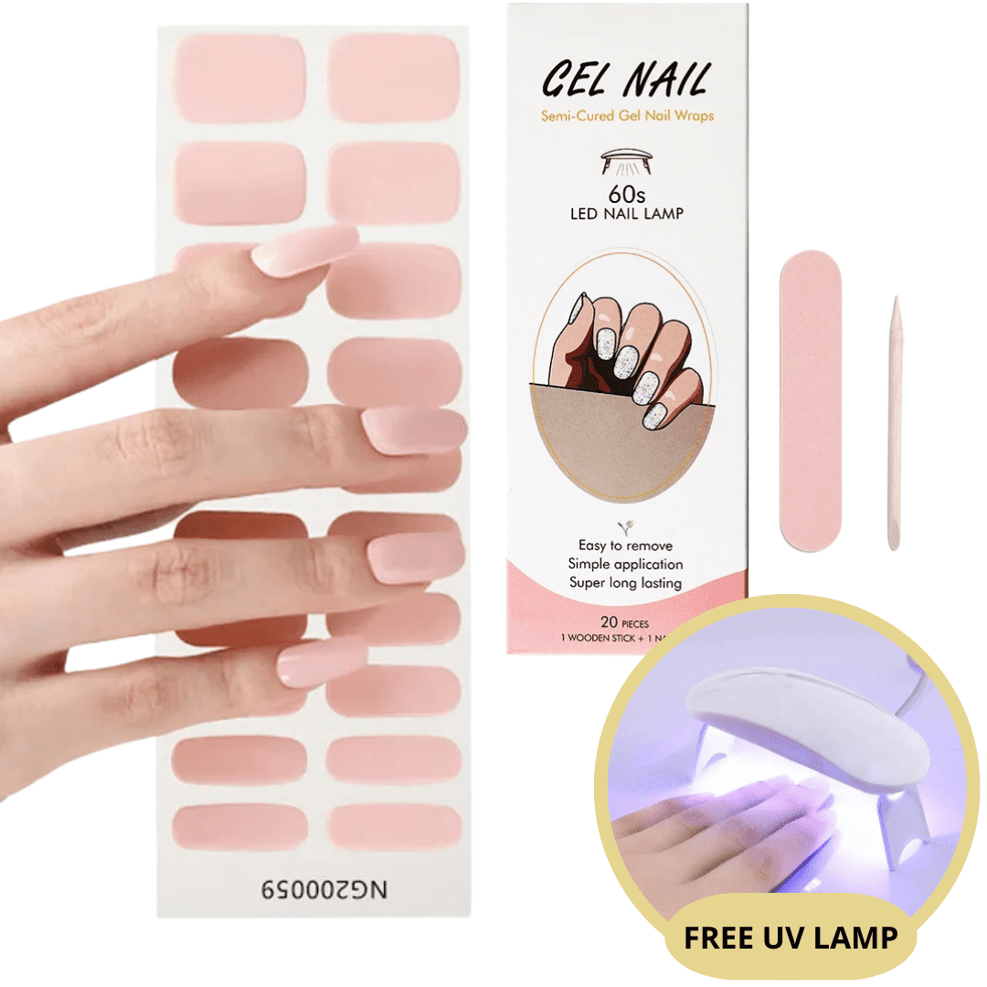 Gel nail sticker set with UV lamp