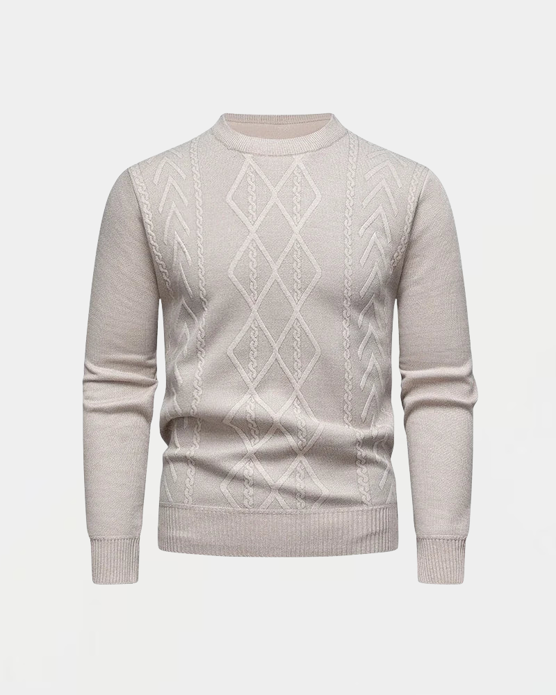 Pull en maille pour hommes avec encolure ronde et motif en losange