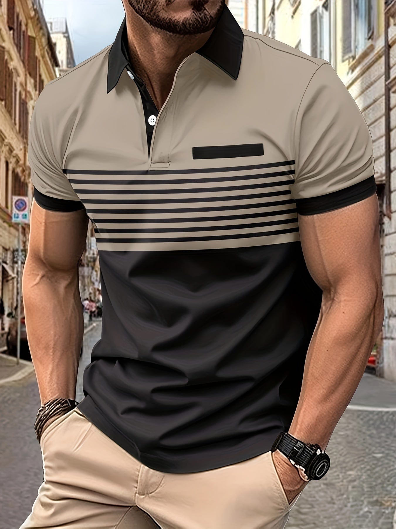Louis|Men's summer polo with stripes