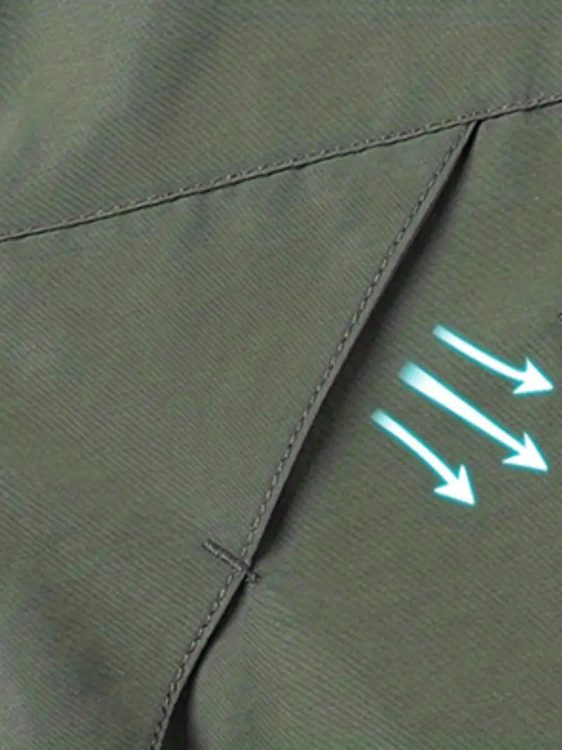Waterproof men's rain jacket with hood and zipped pockets for outdoor use