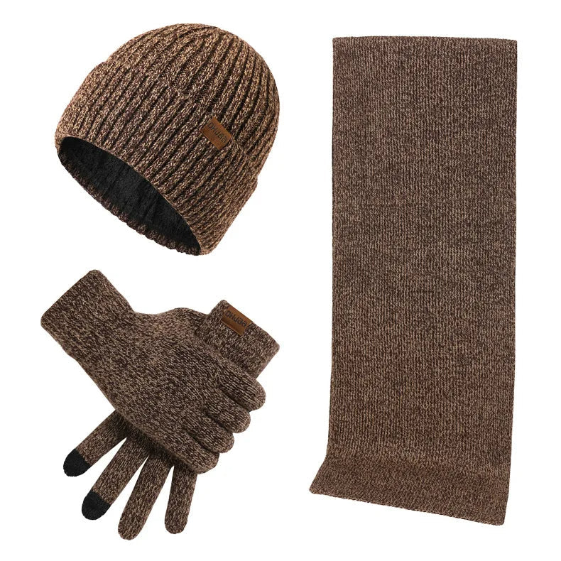 Casual winter set with hat, scarf and gloves for men