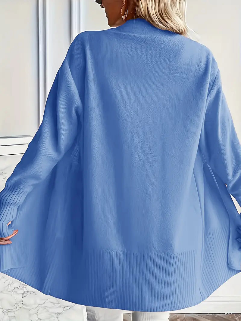 Jersey de punto para mujer con escote redondo y corte relajado