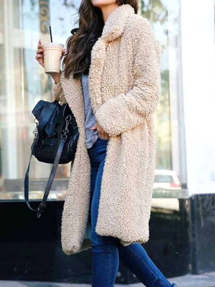 Sietske | Morbido cappotto teddy in pile da donna, taglio lungo