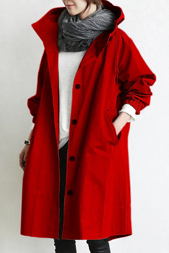Waterproof ladies trench coat with capuchon - Long & Warm