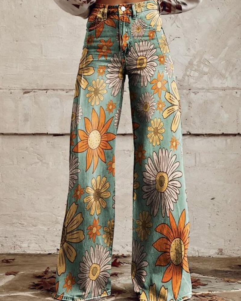 Persephone - Floral Wide Leg Trousers