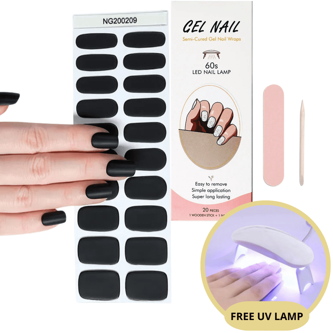 Gel nail sticker set with UV lamp