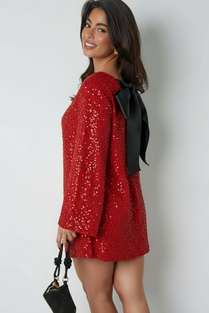 Sequin Mini Long Sleeve Dress for Women - Image 6