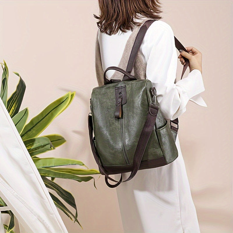Bag backpack for women made from vegan PU leather with a secure design