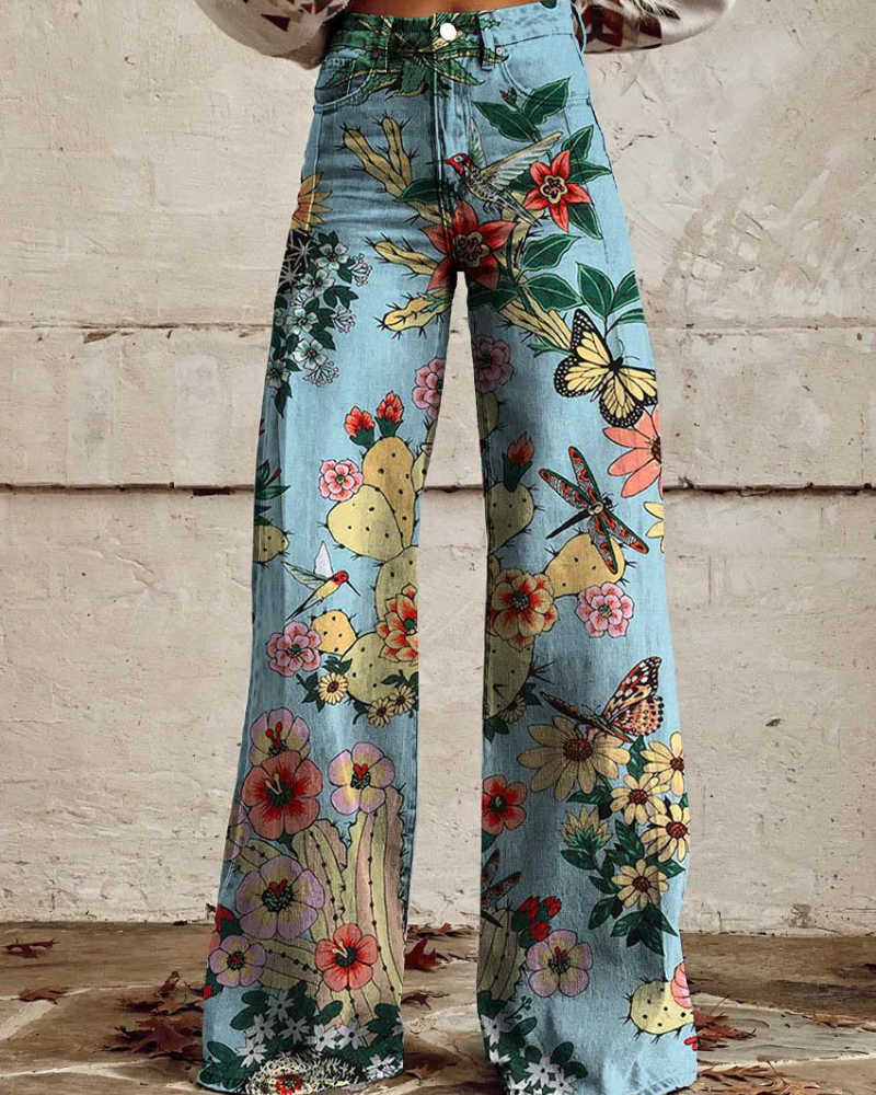 Persephone - Floral Wide Leg Trousers