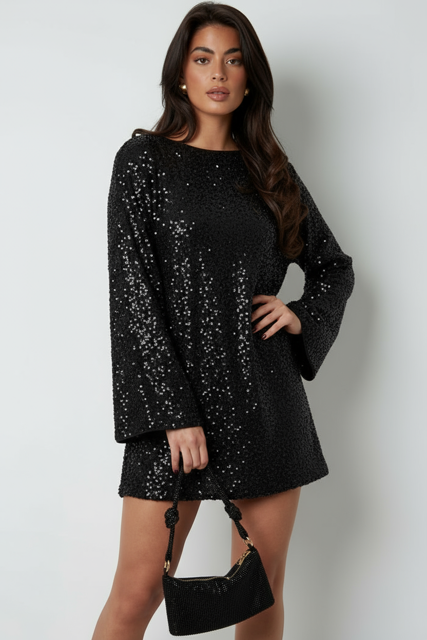 Sequin Mini Long Sleeve Dress for Women - Image 11