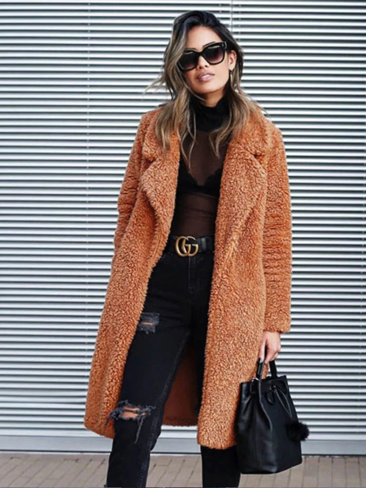 Sietske | Morbido cappotto teddy in pile da donna, taglio lungo