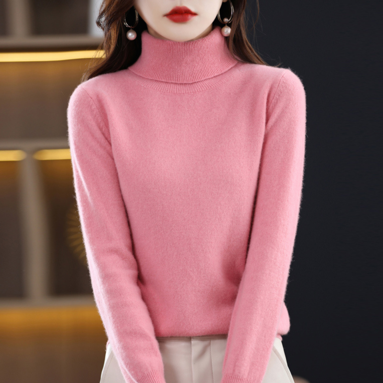 Luxe cashmere women's turtleneck sweater - Elena