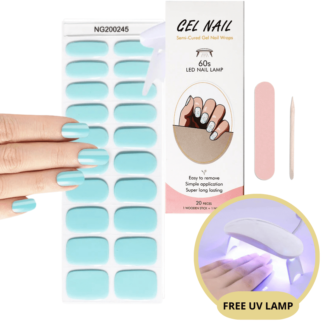 Gel nail sticker set with UV lamp