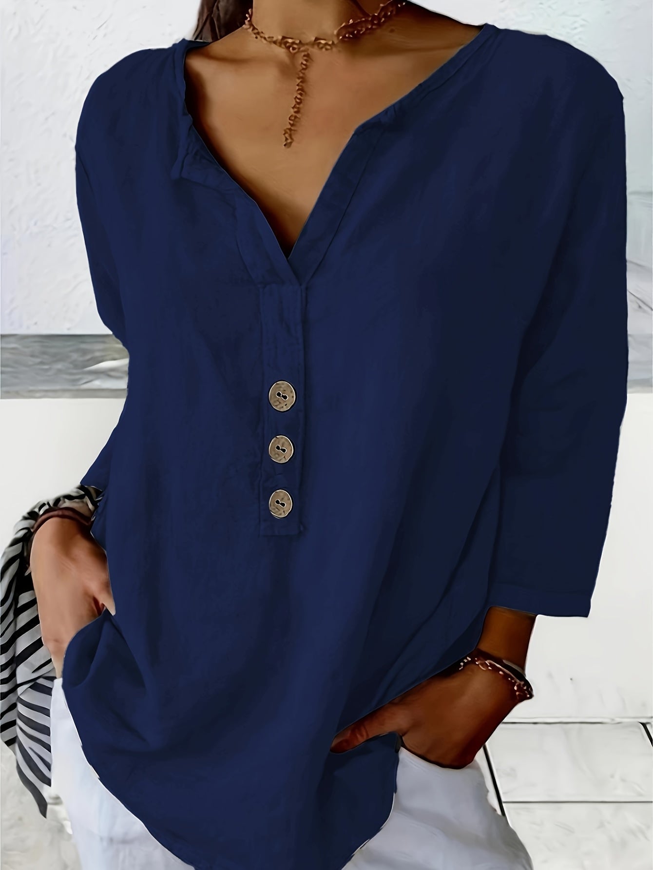 Luna - Casual Cotton and Linen Blouse