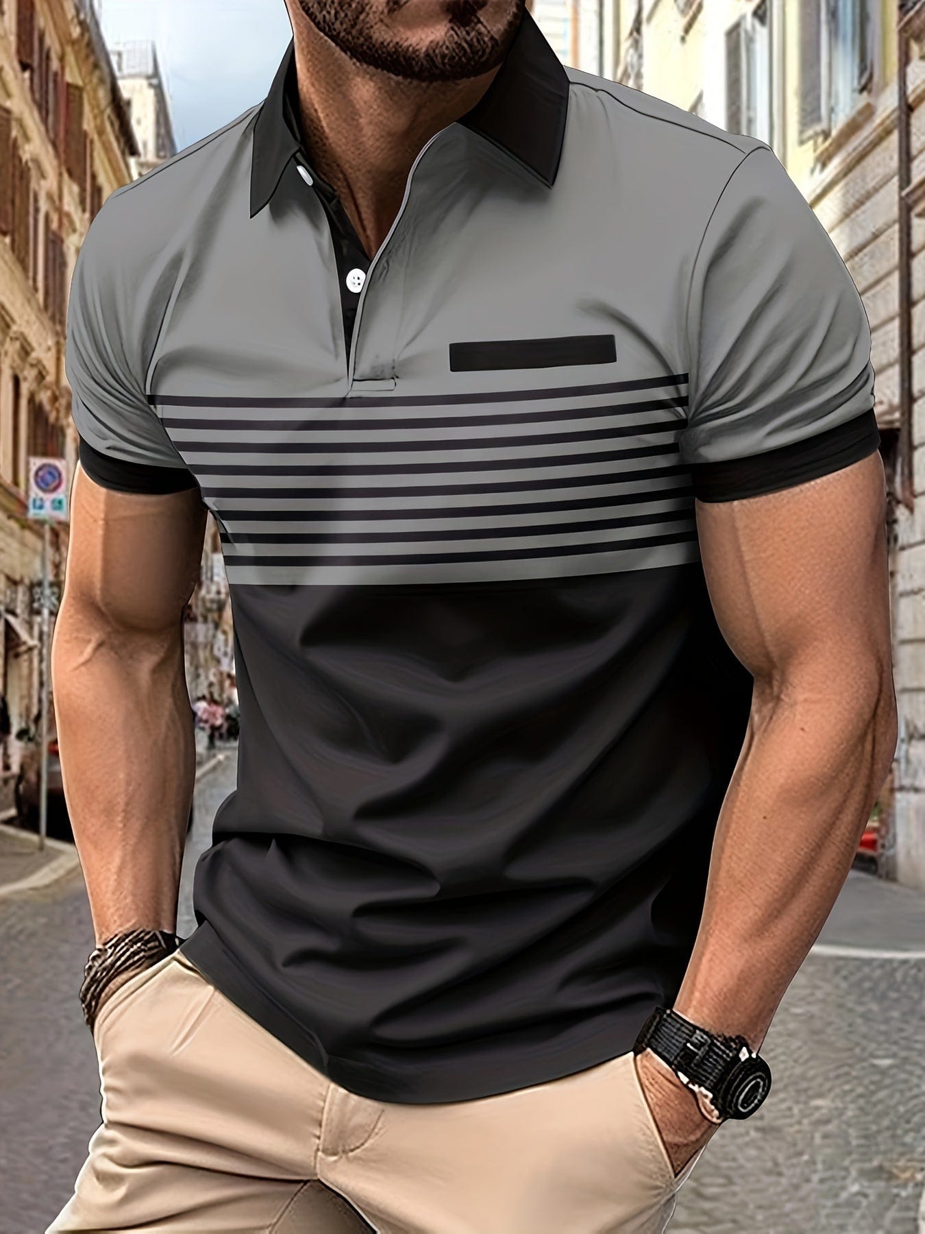 Louis|Men's summer polo with stripes