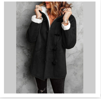 Women's toggle winter coat with hood and warm lining