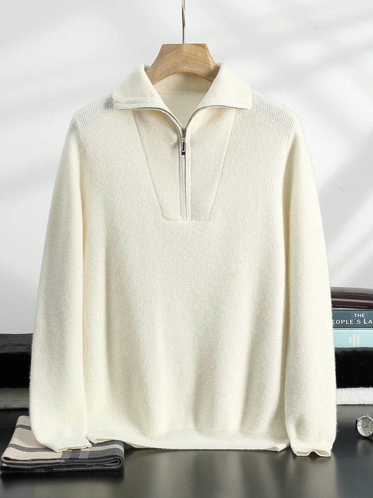 Half-Zip Ribbed Knit Sweater for Men - Image 3