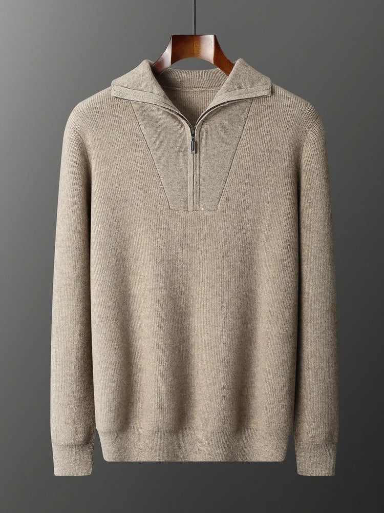 Half-Zip Ribbed Knit Sweater for Men - Image 7