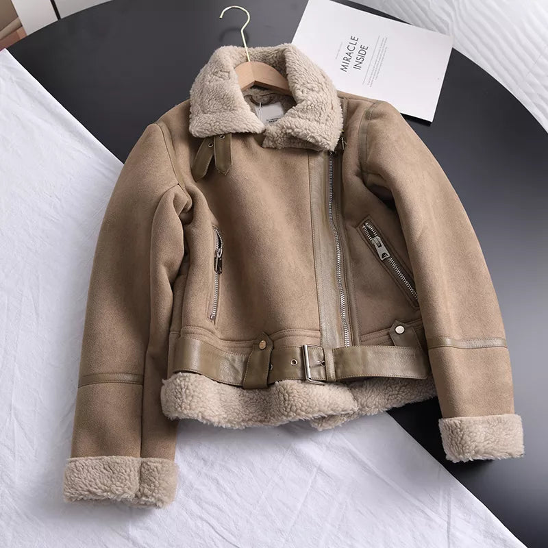 Shearling Aviator Jacket for Women - Image 5