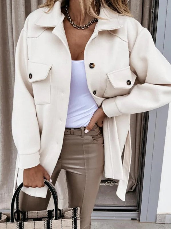 Elegant casual jacket with zipper and slim fit - women