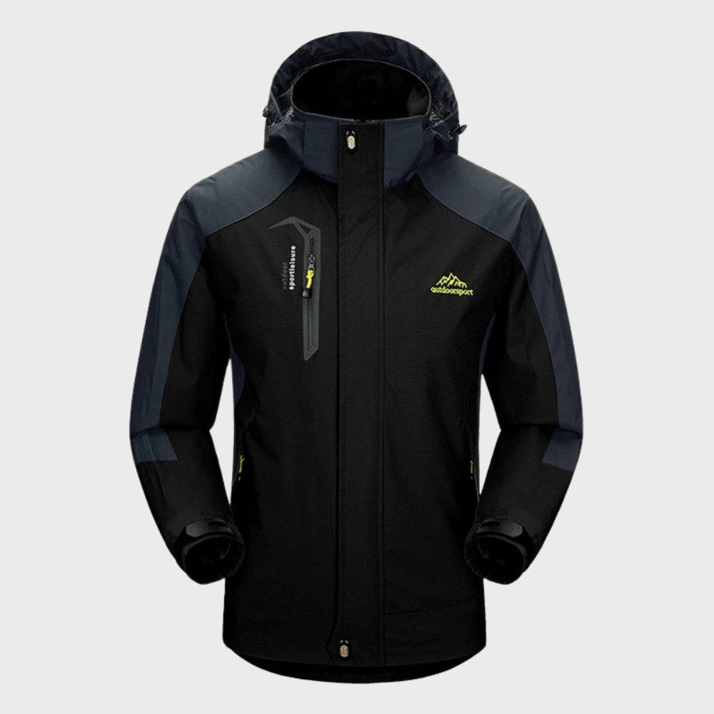 Men's softshell outdoor jacket with hood, windproof membrane and water-repellent finish