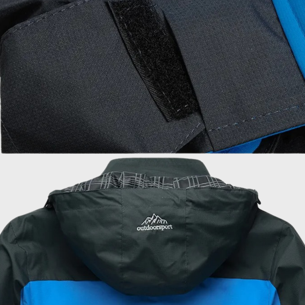 Men's softshell outdoor jacket with hood, windproof membrane and water-repellent finish