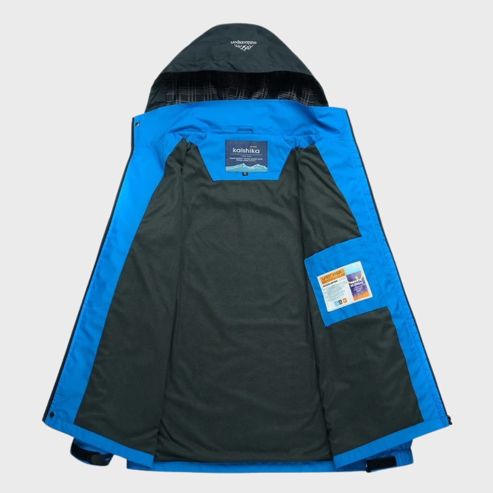 Men's softshell outdoor jacket with hood, windproof membrane and water-repellent finish