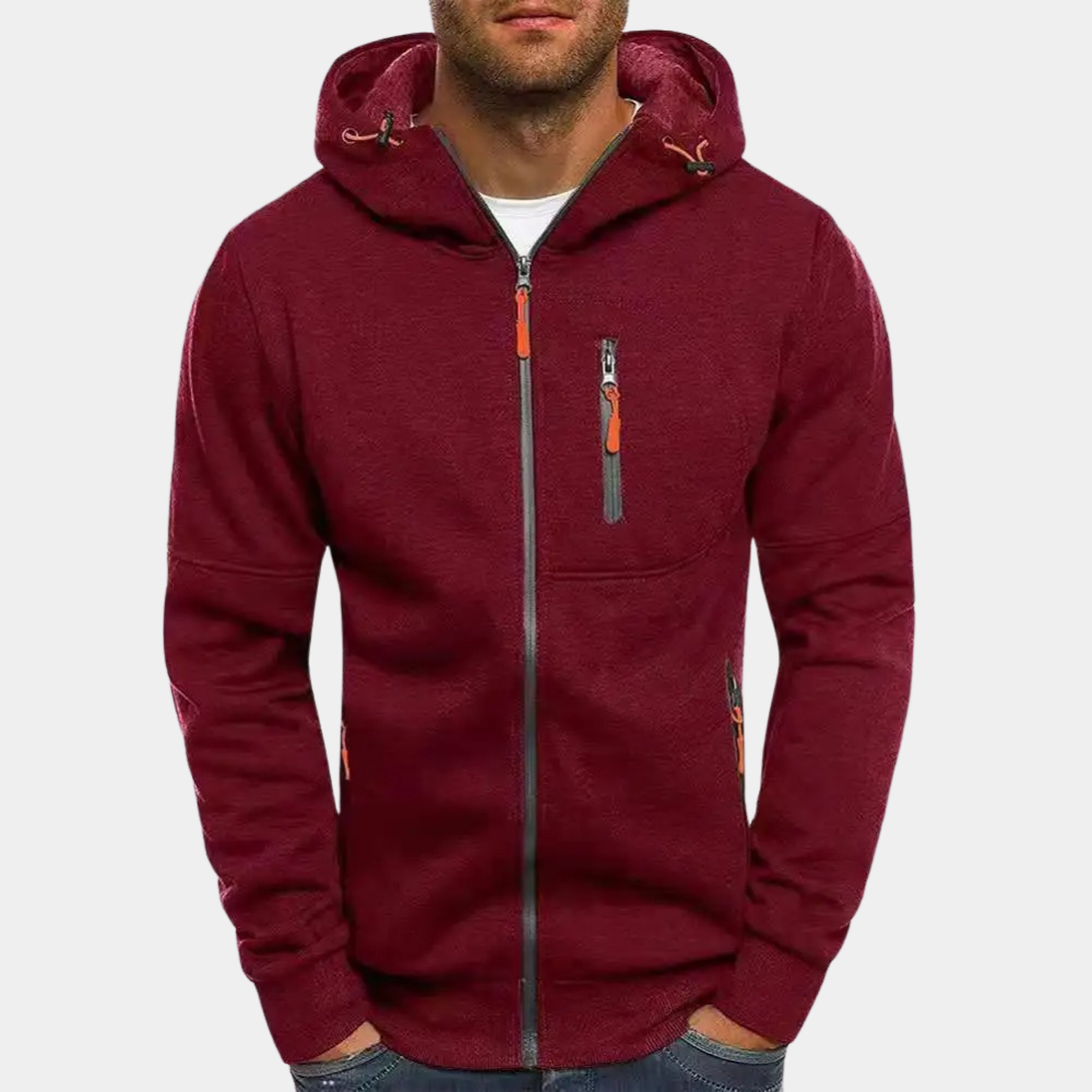 JACKS - Lightweight summer sweater with zipper and hood for men