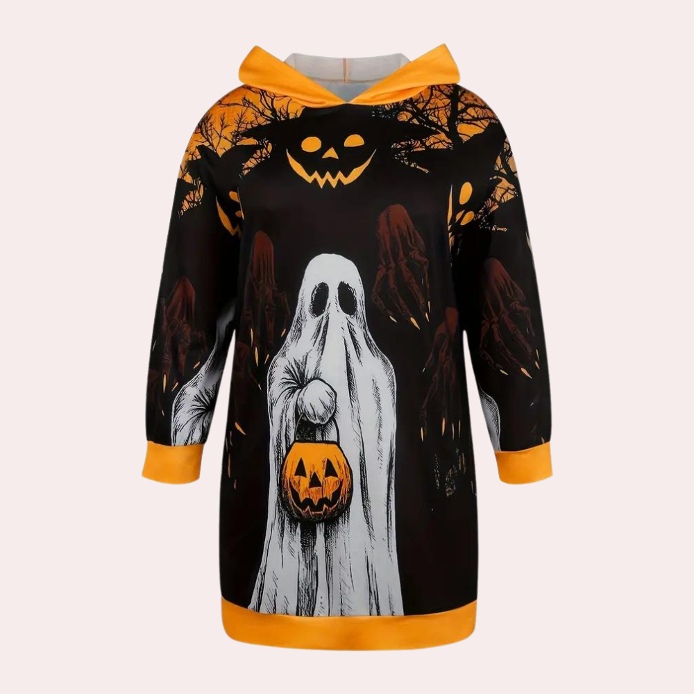 Halloween kapucnis ruha | Szellem és tök mintás dizájn