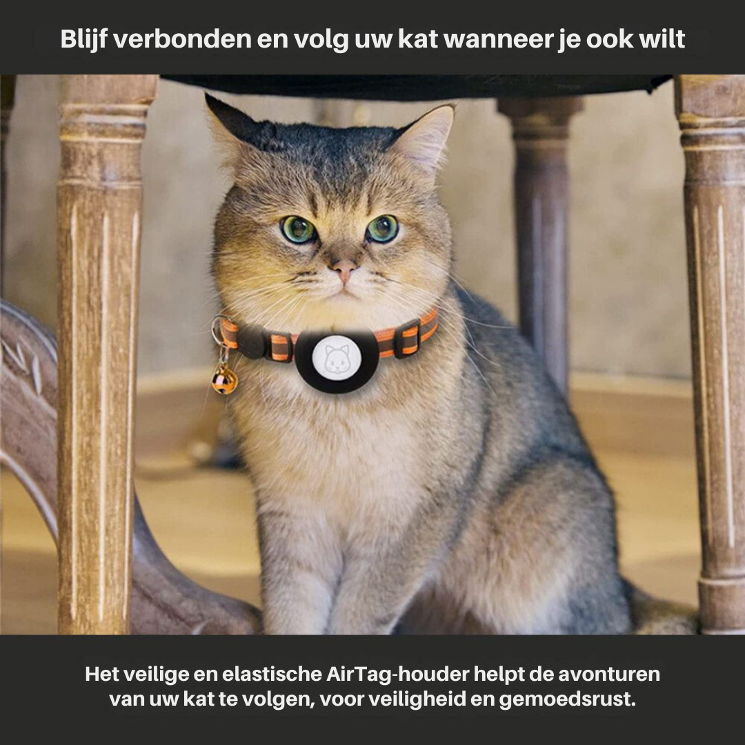 CAT GPS tracker collar with quick-release fastener and reflective design for improved night visibility