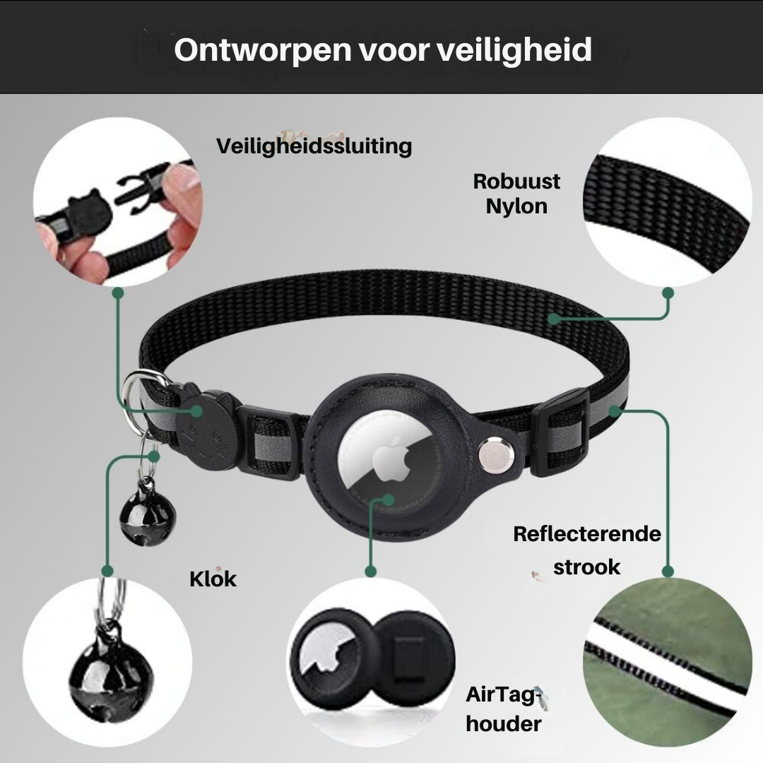 CAT GPS tracker collar with quick-release fastener and reflective design for improved night visibility