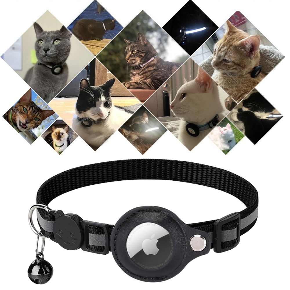 CAT GPS tracker collar with quick-release fastener and reflective design for improved night visibility