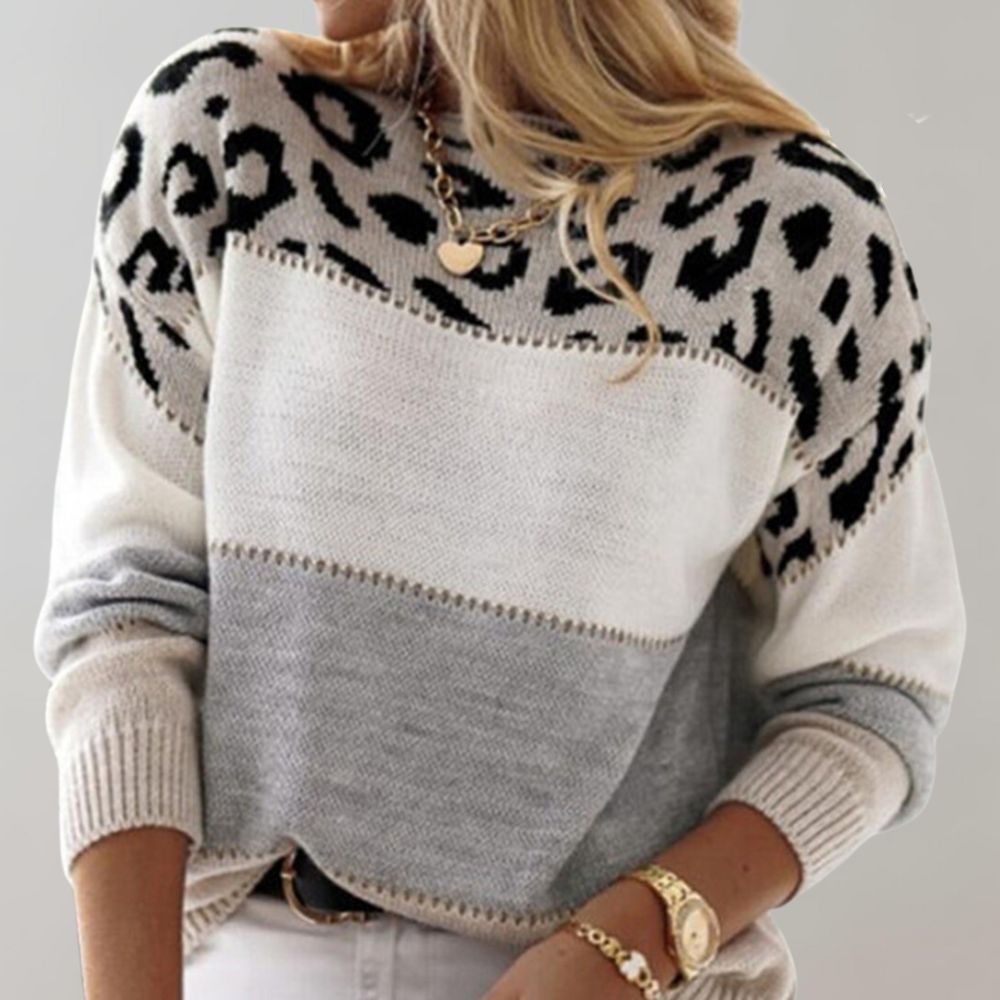 Color Block Crew Neck Sweater for Women - Image 3