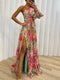 Saniah Women's Evening Dress - Elegant Long Floral Dress with Exposed Shoulder and Slit