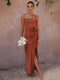 Kira Women's Evening Dress - Elegant Sleeveless Satin Dress with Slit and Thin Straps, Perfect for a Wedding