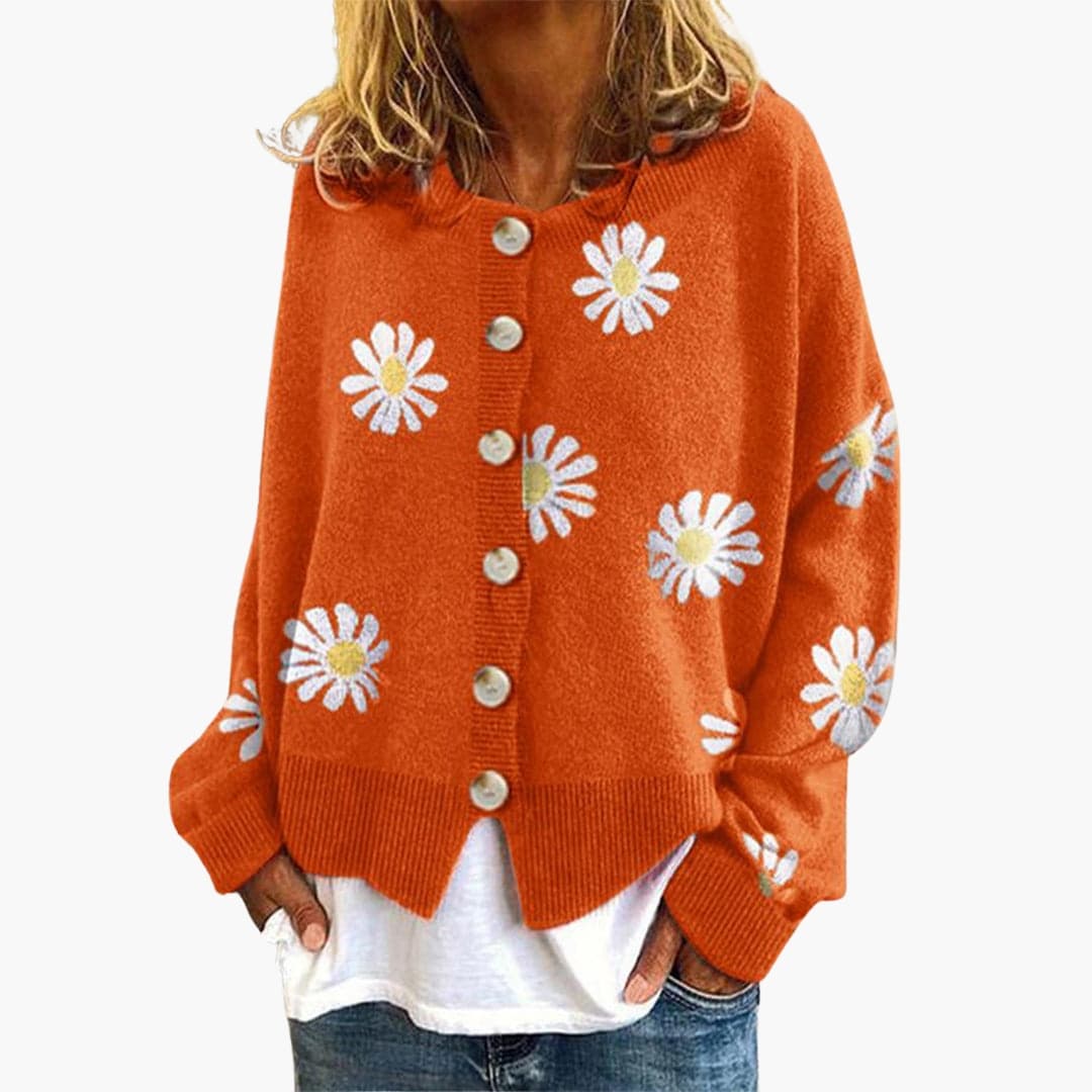 Button-Down Daisy Print Cardigan for Women - Image 2