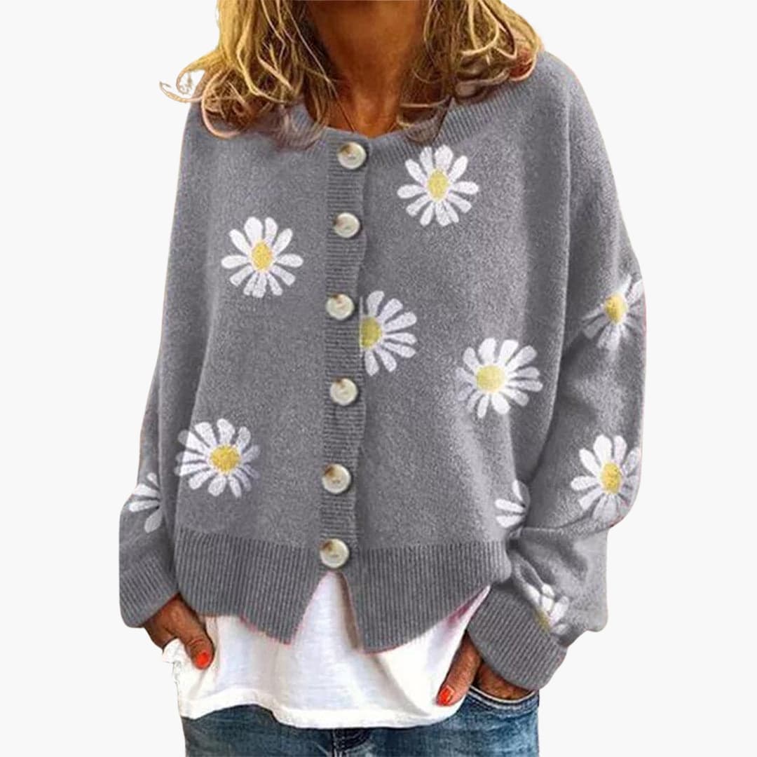 Button-Down Daisy Print Cardigan for Women - Image 5