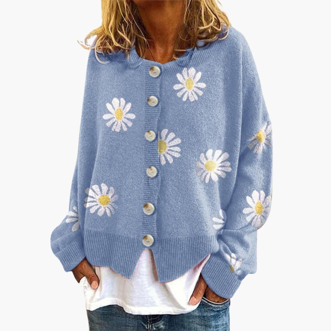 Button-Down Daisy Print Cardigan for Women - Image 4