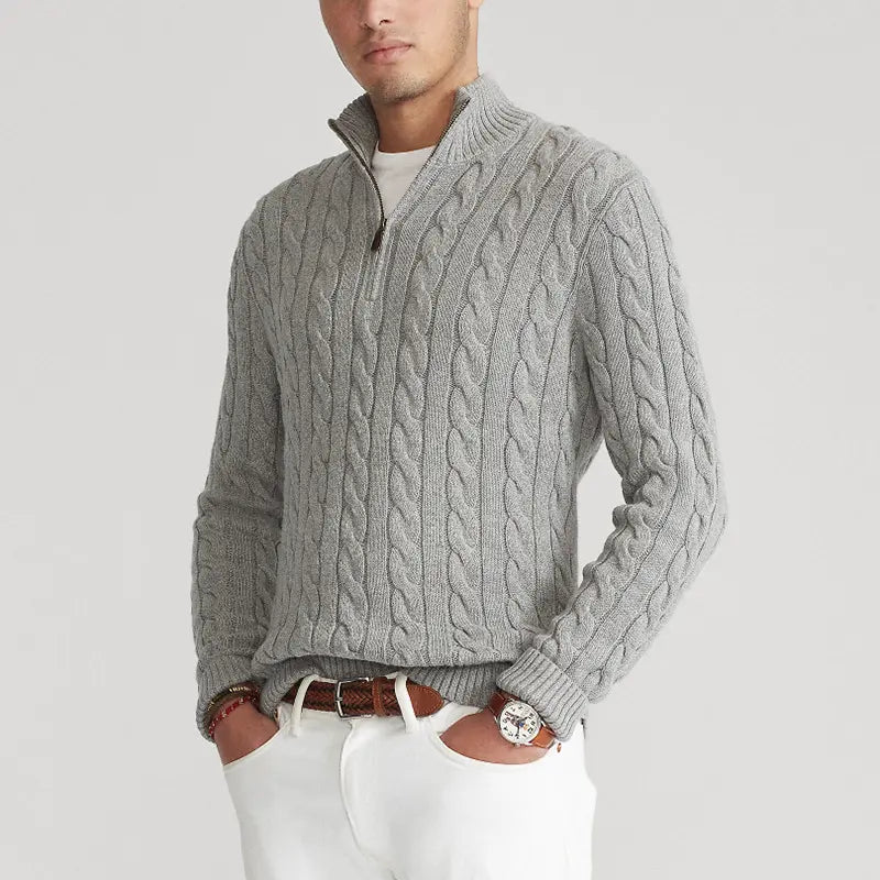 Quarter Zip Cable Knit Sweater for Men - Image 3