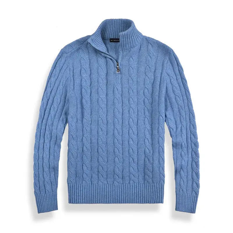 Quarter Zip Cable Knit Sweater for Men - Image 4