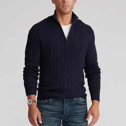 Quarter Zip Cable Knit Sweater for Men - Image 5