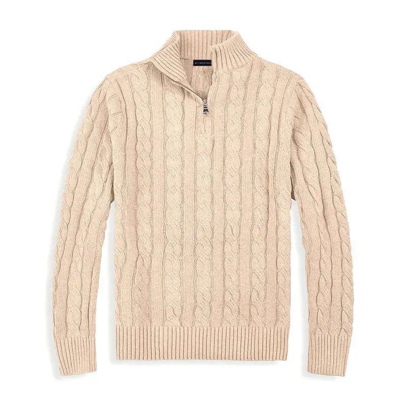 Quarter Zip Cable Knit Sweater for Men - Image 8