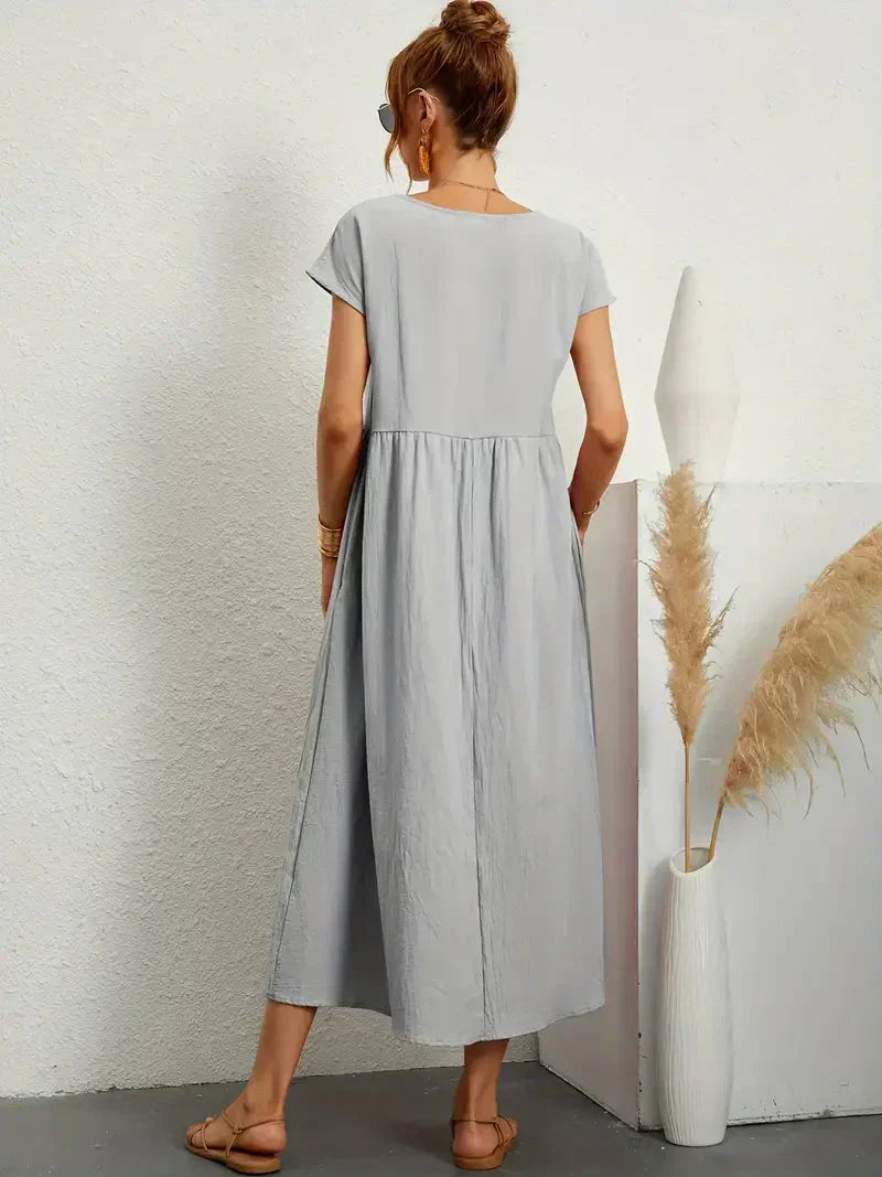 Melody Women's Long Dress - Lightweight Summer Cotton Blend Dress with Elegant Cut and Timeless Style
