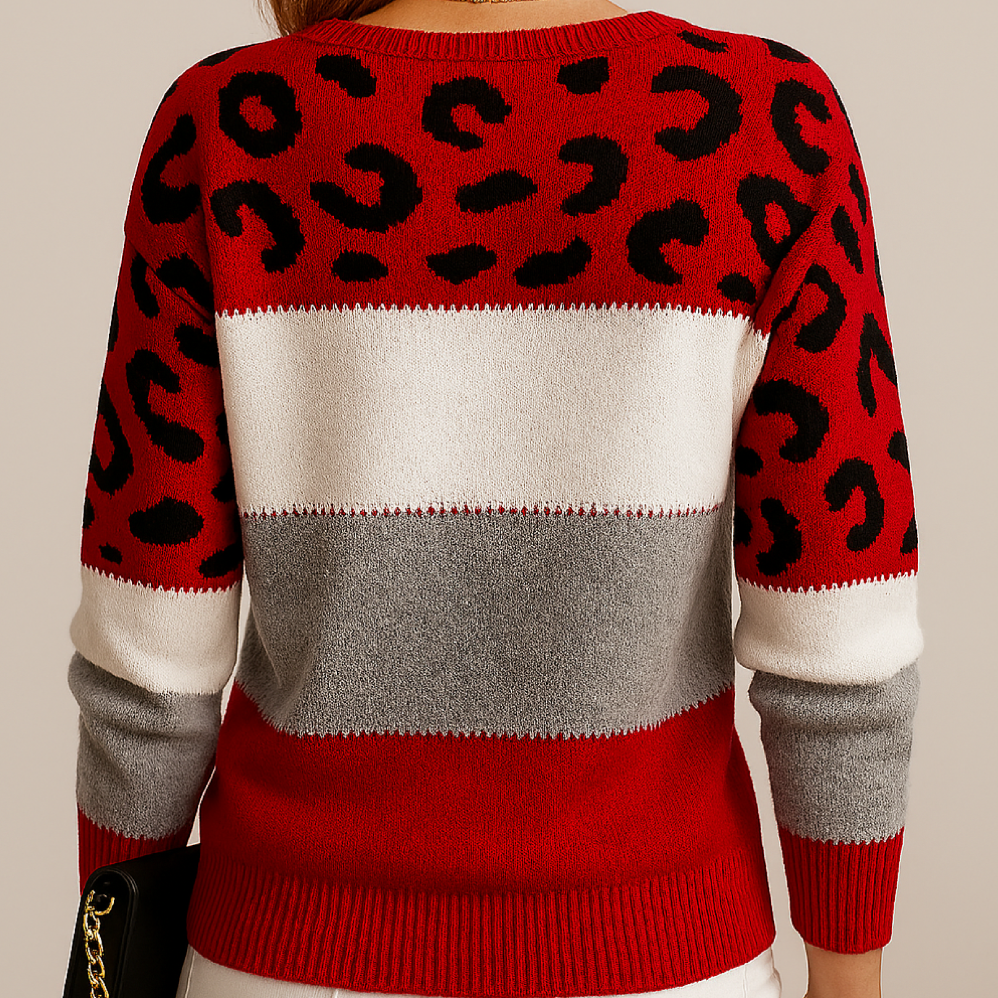 Color Block Crew Neck Sweater for Women - Image 6