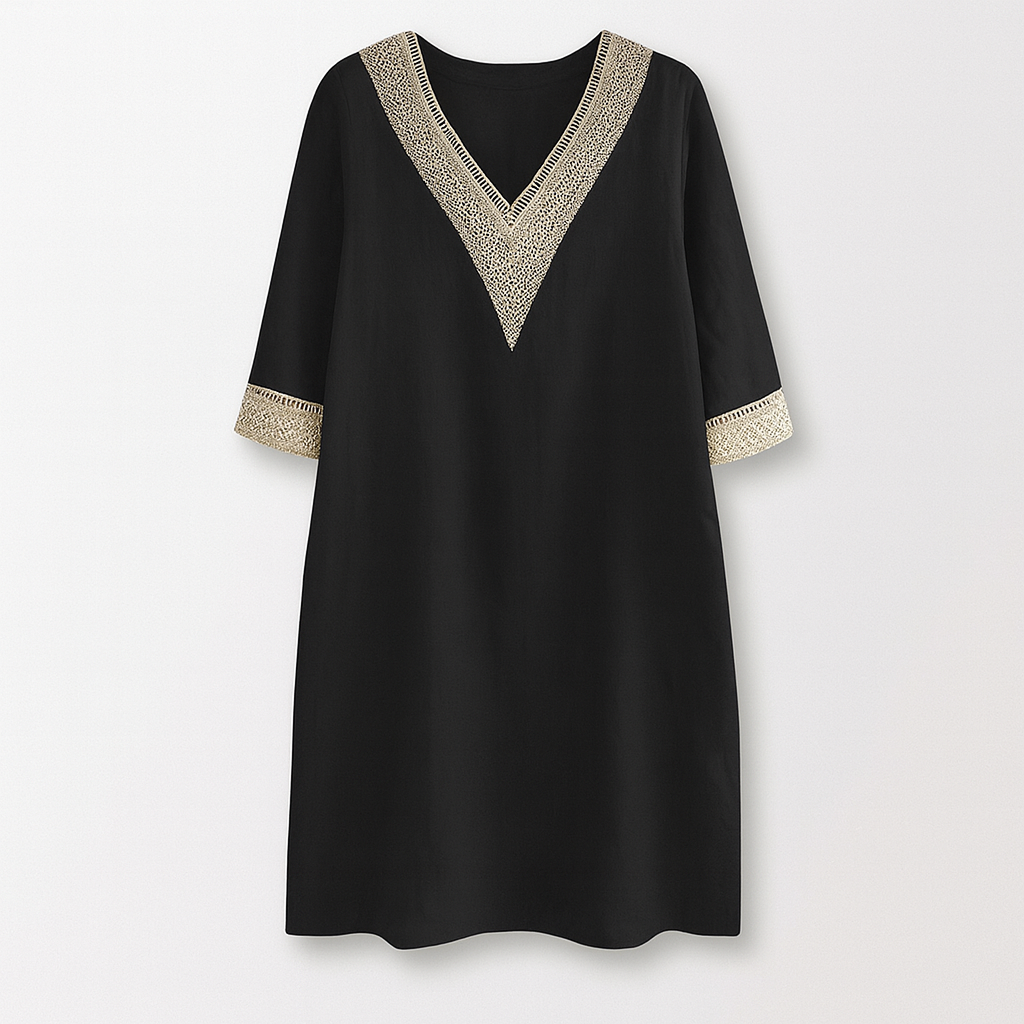 Linen-blend dress black