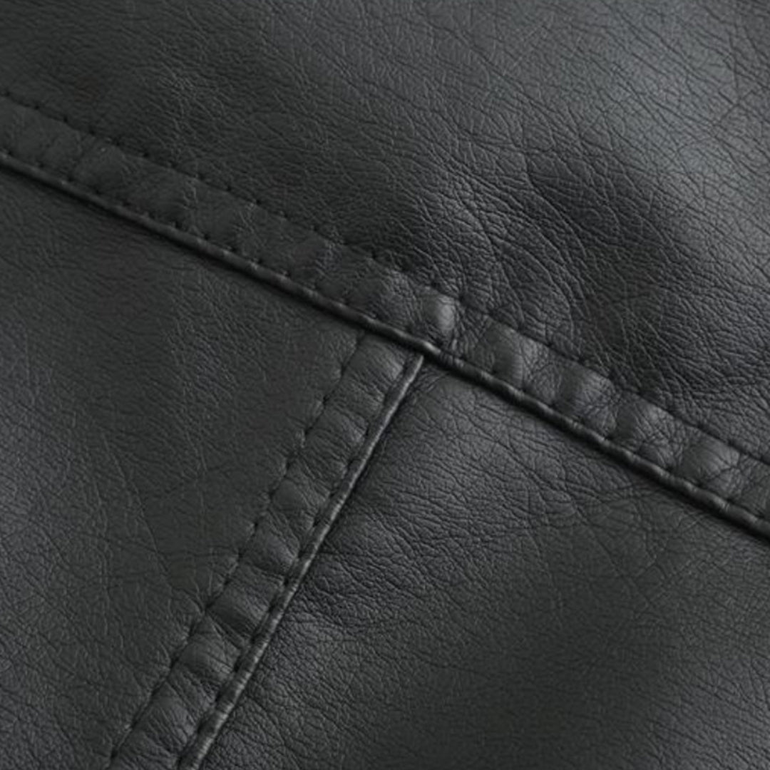 PU leather jacket with stand-up collar for women