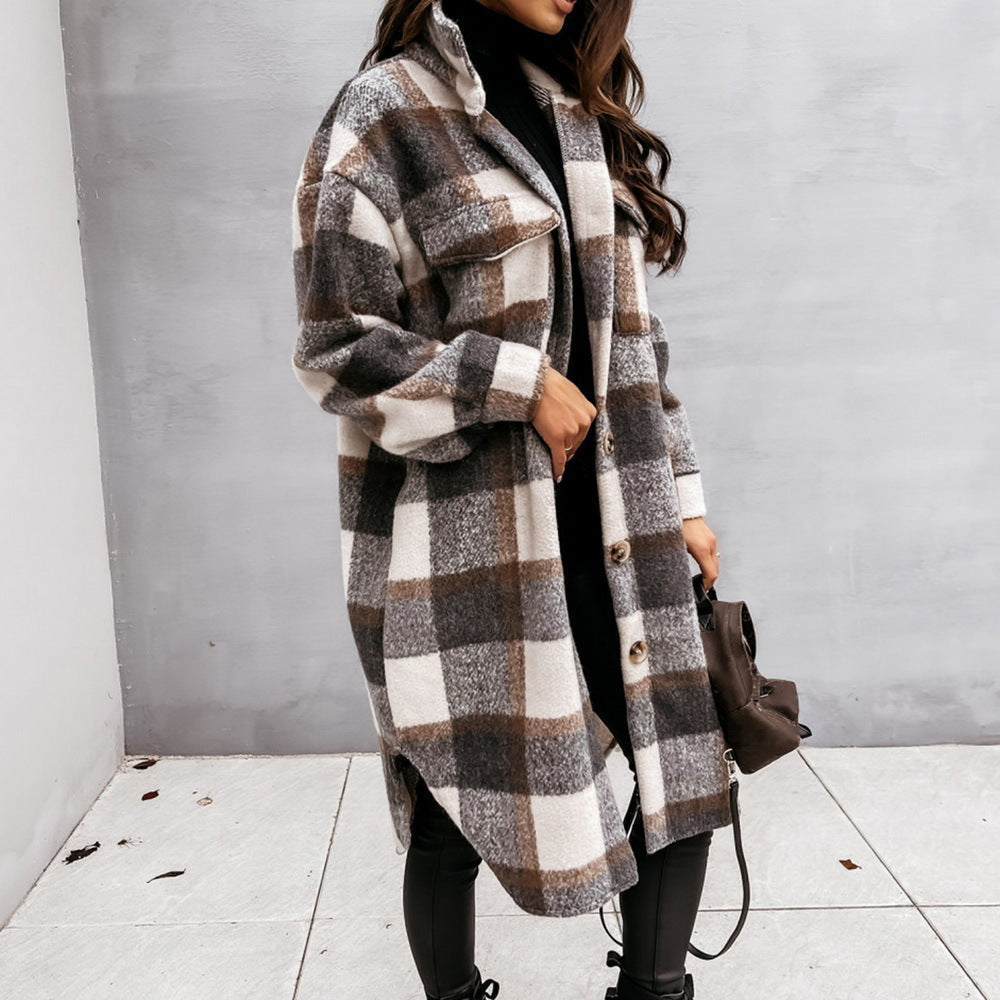 Plaid Long Shacket for Women - Image 2