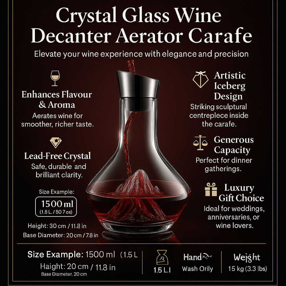 Vinkaraffel af krystalglas med belufter