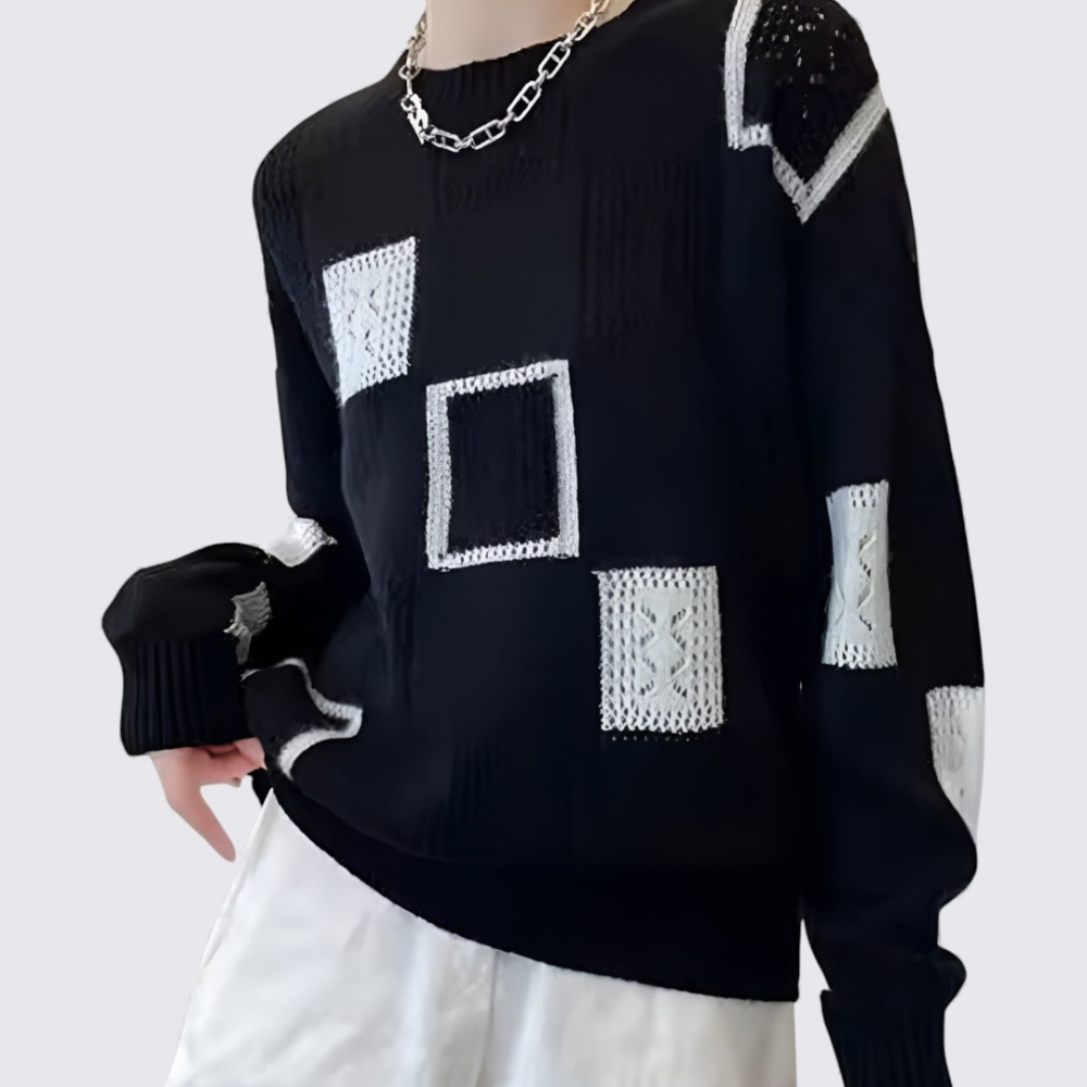Patchwork Crewneck Sweater for Women - Image 2